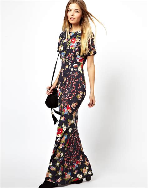 asos black dress with flowers